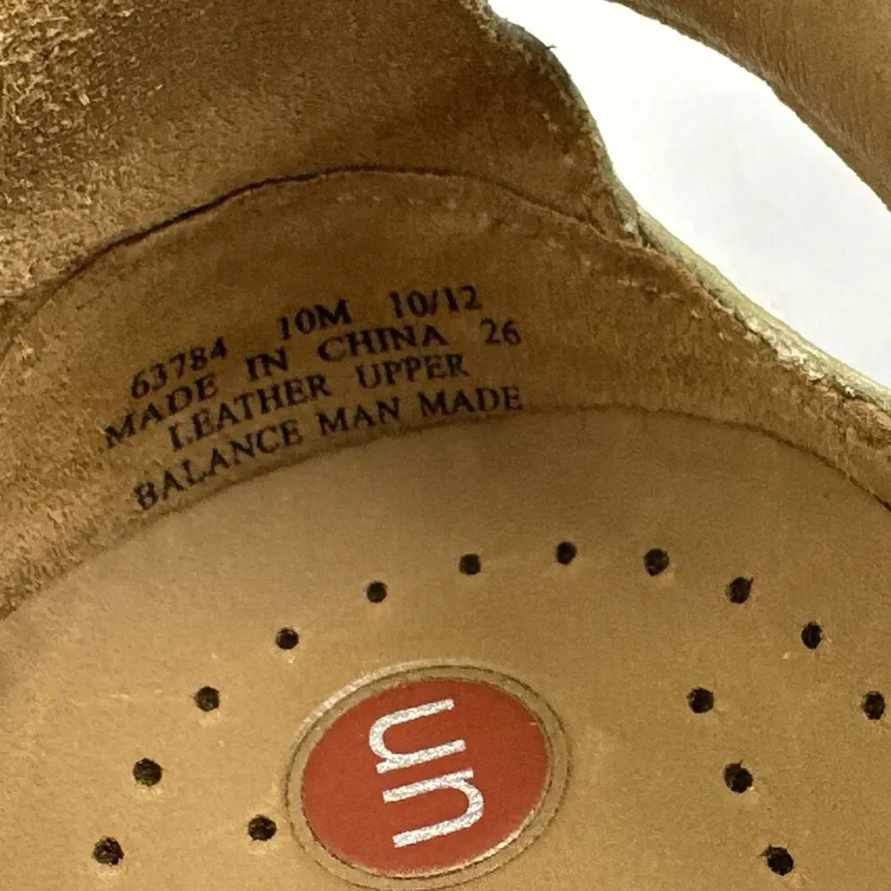 Clarks Unstructured Leather‎ Flat Loafer Cut Outs Sandal Tan Comfort Womens 10